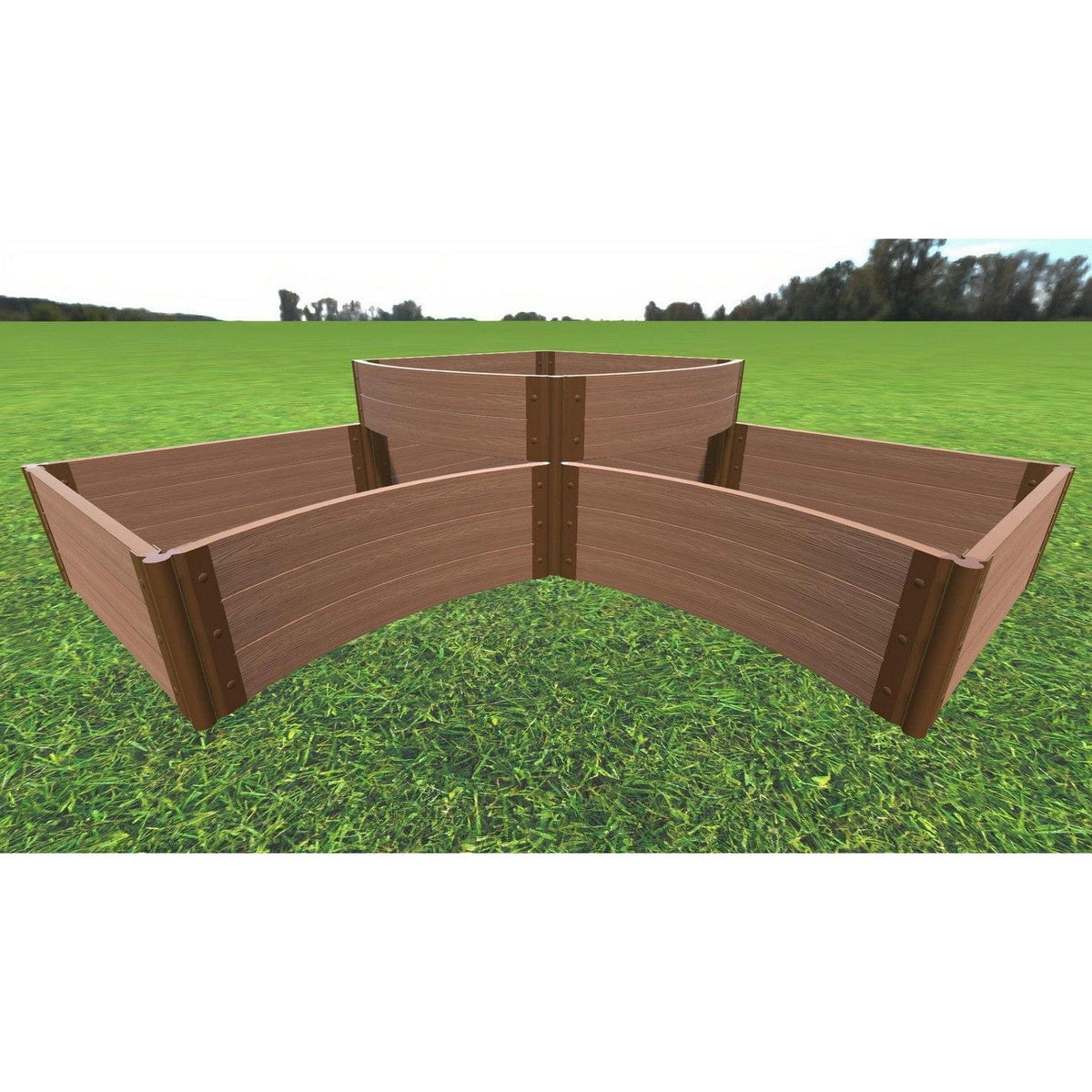 Frame It All | Tool-Free Teardrop Curved Corner Raised Garden Bed 2-Tier 8' X 8' X 16.5" - Classic Sienna - 2" Profile - 800003009