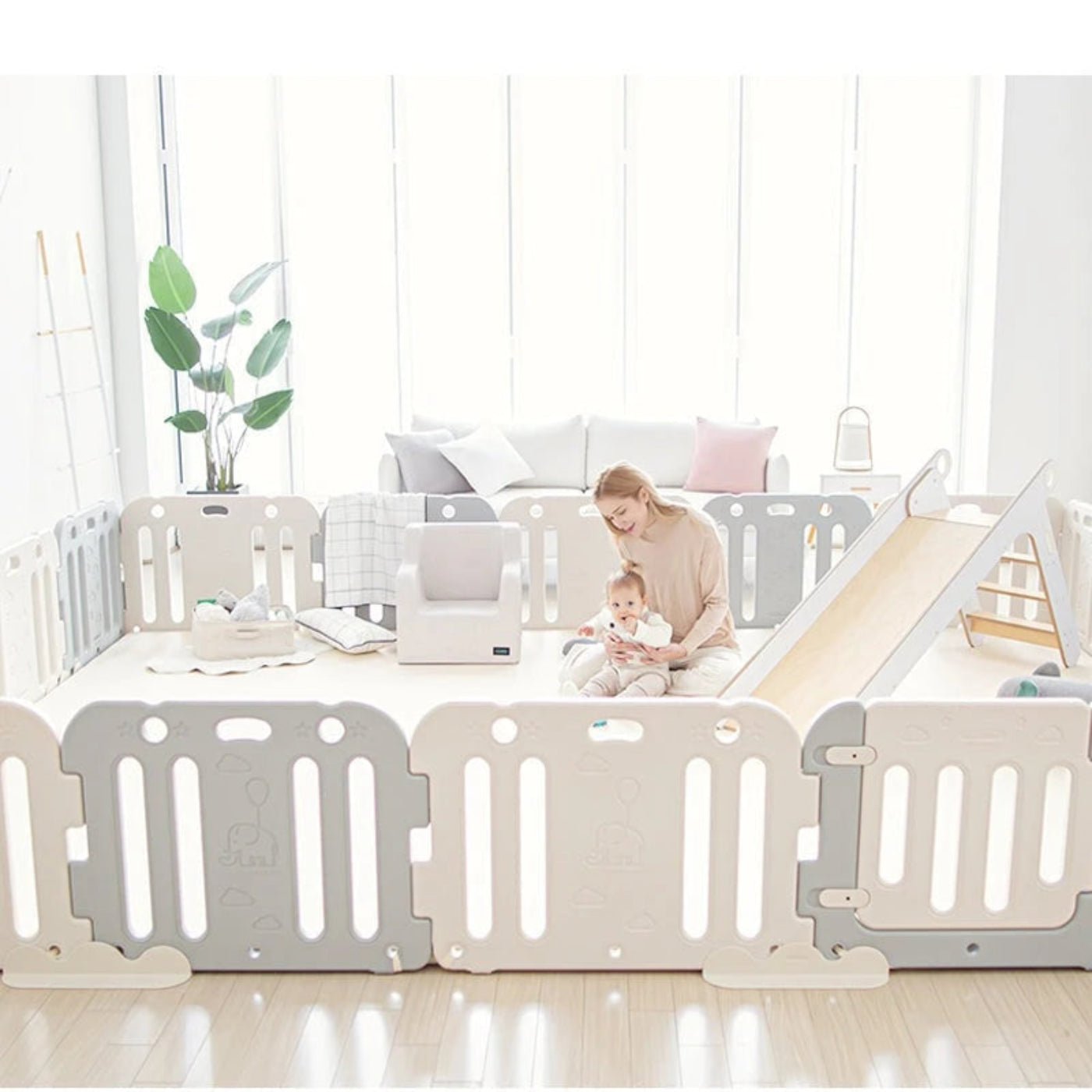 GGUMBI Plus Baby Room Set 252 x 140 (Basic Guard + Clean Mat) -  Gumb-Plsbroom-Coco Beige