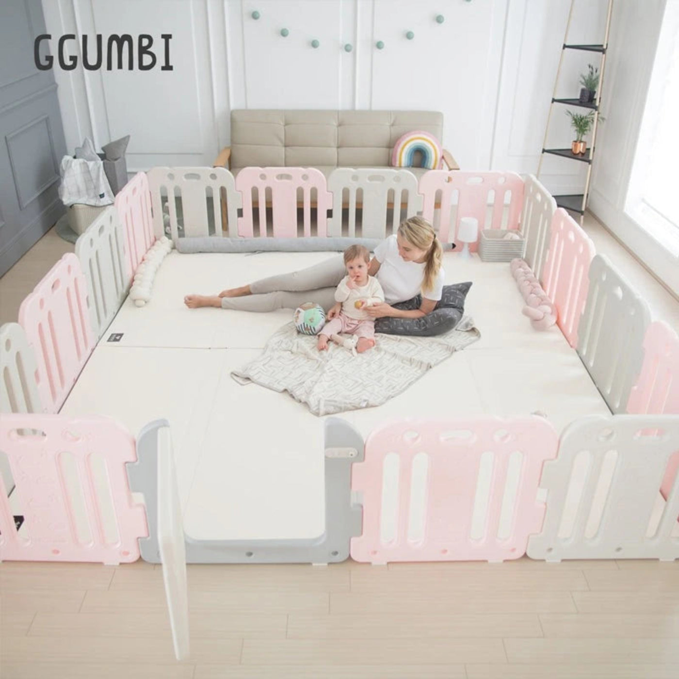 GGUMBI Double Plus Baby Room Set 252 x 280 (Basic Guard + Clean Mat*2) - Gumb-DPlsbroom-Coco Beige