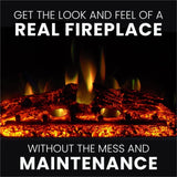 Cambridge - 53"x17.7"x13.4" Sofia Fireplace Mantel w/ Marble and Deep Log Insert - Electric Mantel Fireplaces - CAM5617-1WHTLG3