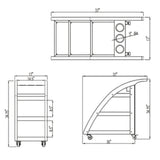 Touch America Teak Service Esthetician Rolling Cart - 41096-GT