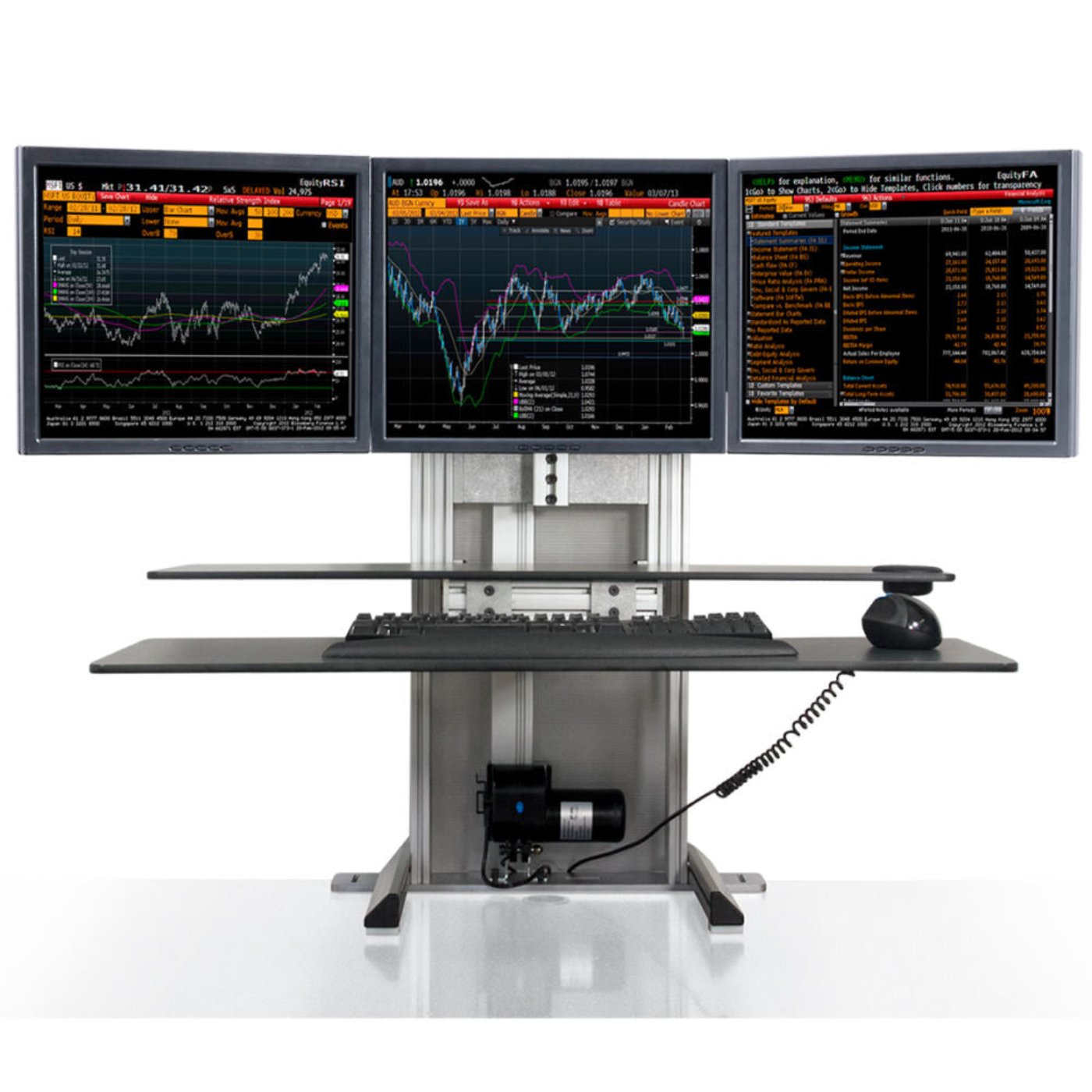 Innovative One Touch Electric Triple Monitor Standing Desk Converter