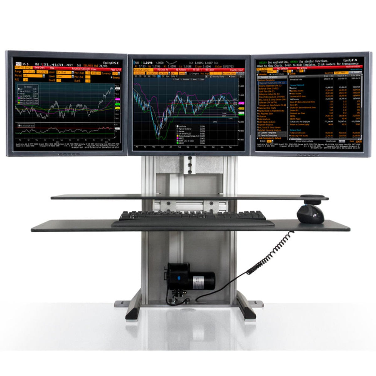 Innovative One Touch Electric Triple Monitor Standing Desk Converter
