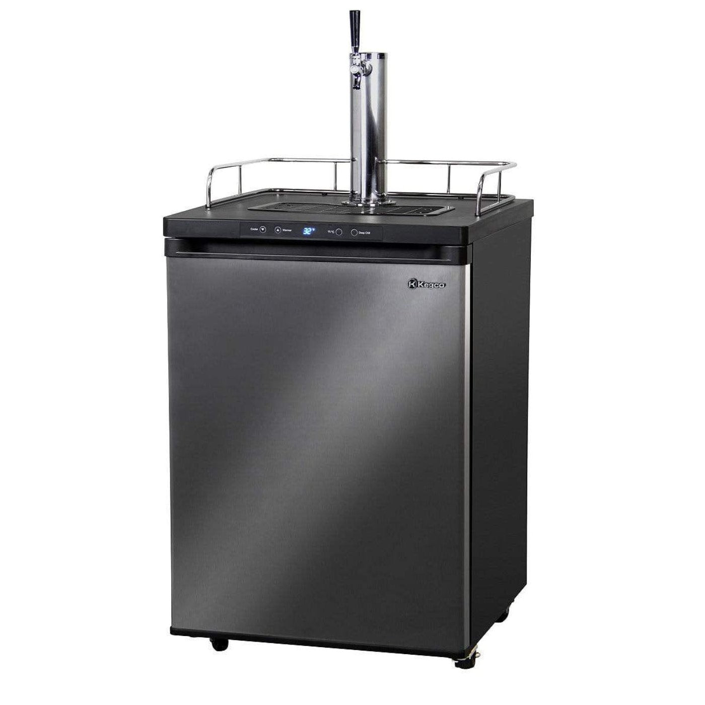 Kegco 24" Wide Homebrew Single Tap Black Stainless Steel Digital Kegerator - HBK309X-1NK