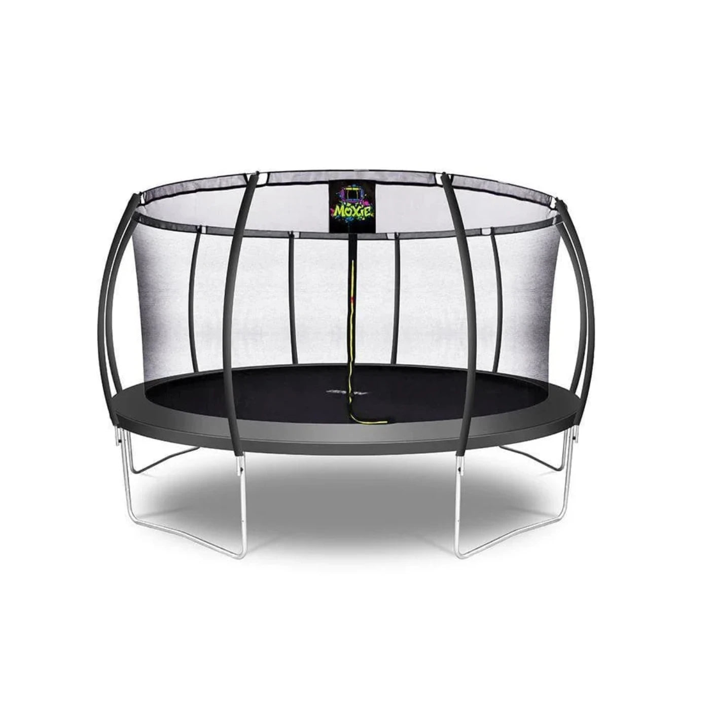 Upper Bounce Moxie™ Pumpkin-Shaped Outdoor Trampoline Set with Premium Top-Ring Frame Safety Enclosure, 15 Ft - Black - Mxsf03-15-Bk