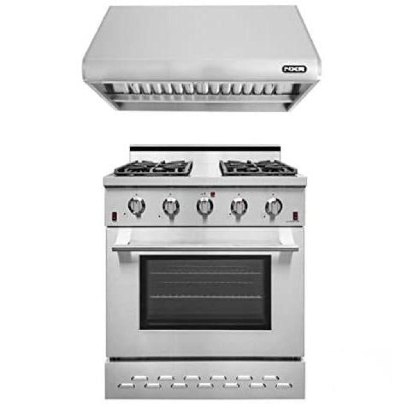 NXR 30" Propane Gas Range and RH3001 Under Cabinet Hood Bundle in Stainless Steel - SC3055LPRHBD