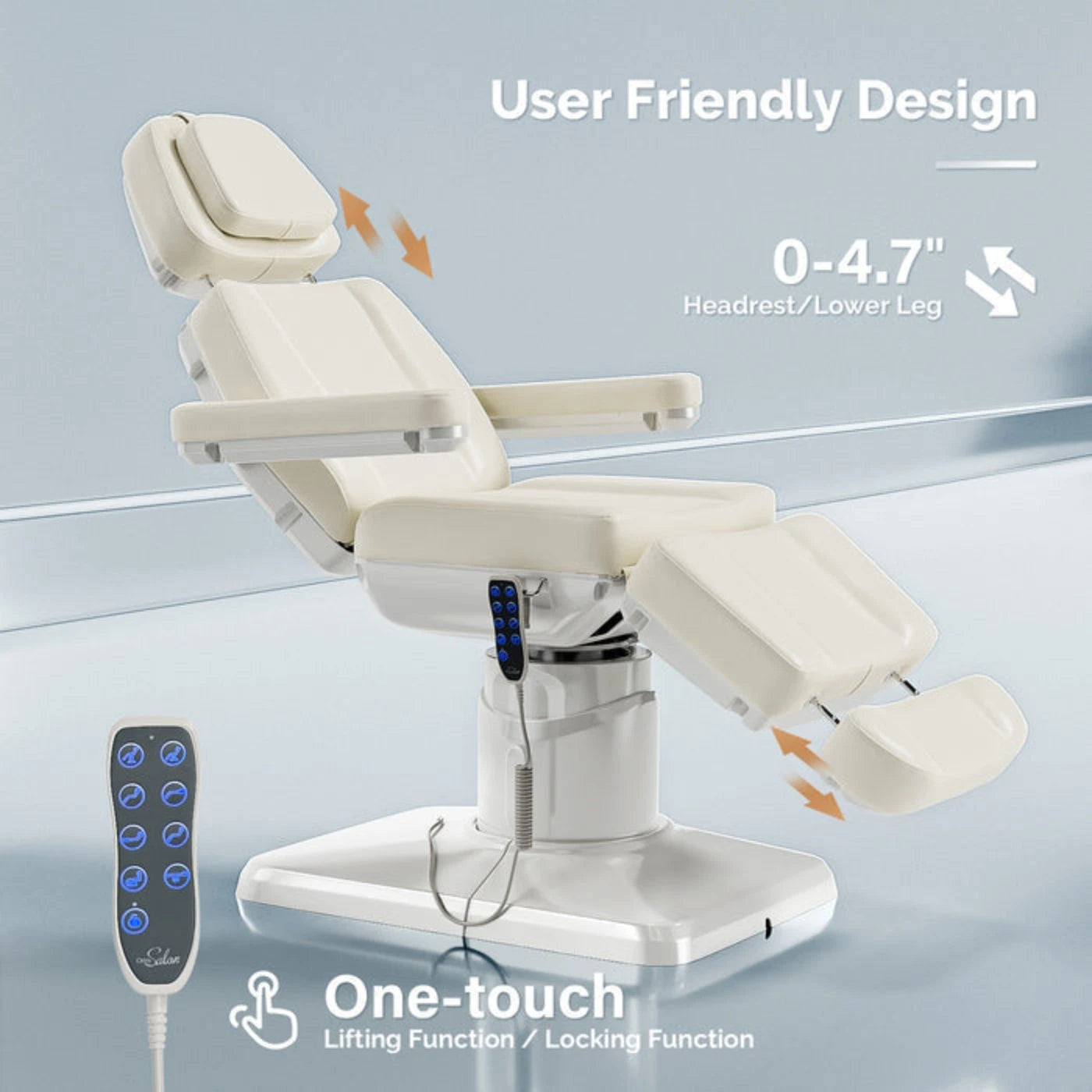 OmySalon 73in Multi-function 120° Rotation Electric Remote One-touch Operate 3 Motors Facial Massage Bed - A1701G59000640