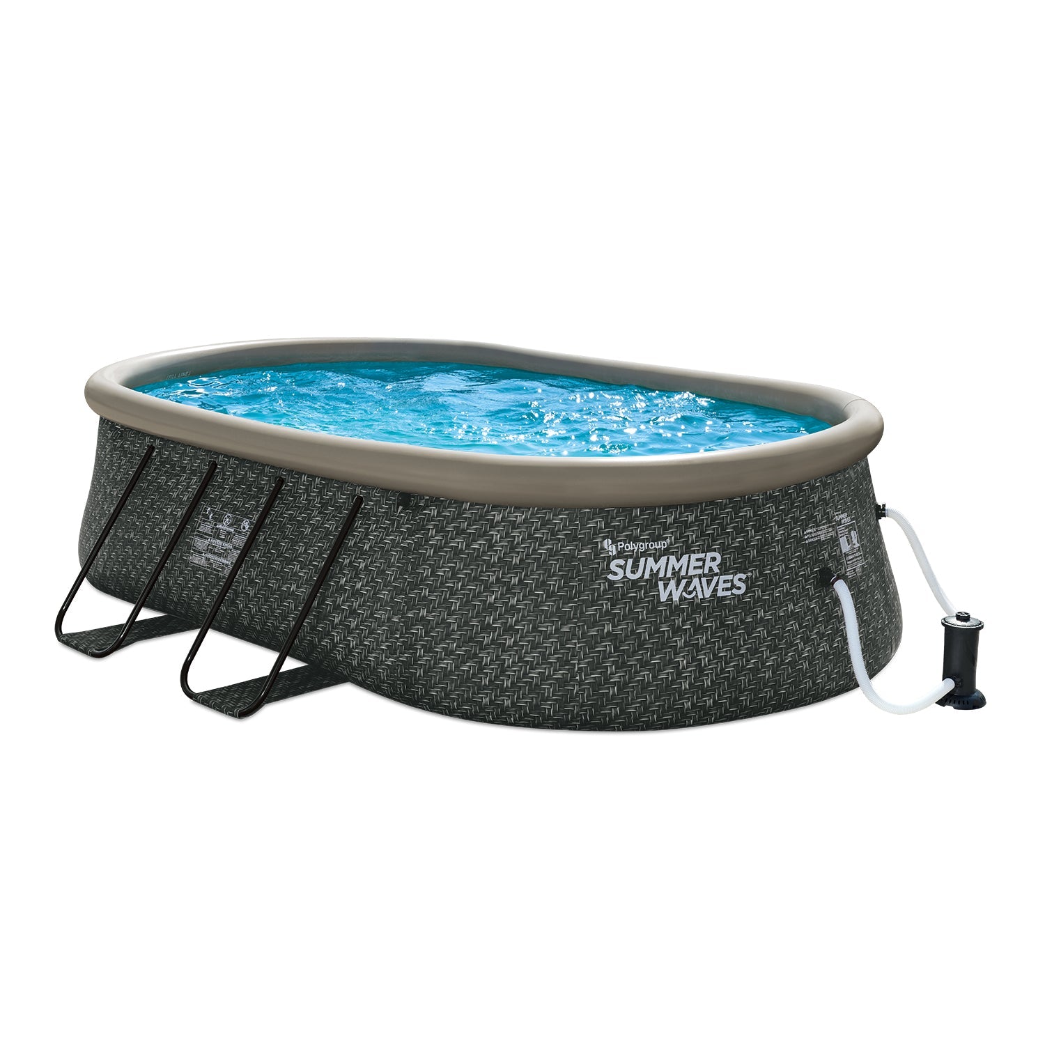 Summer Waves Quick Set 15 Ft Oval Above Ground Pool with Filter Pump, Dark Gray -  202939