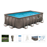 Summer Waves 18ft x 9ft x 52in Above Ground Rectangle Frame Swimming Pool Set - 202936