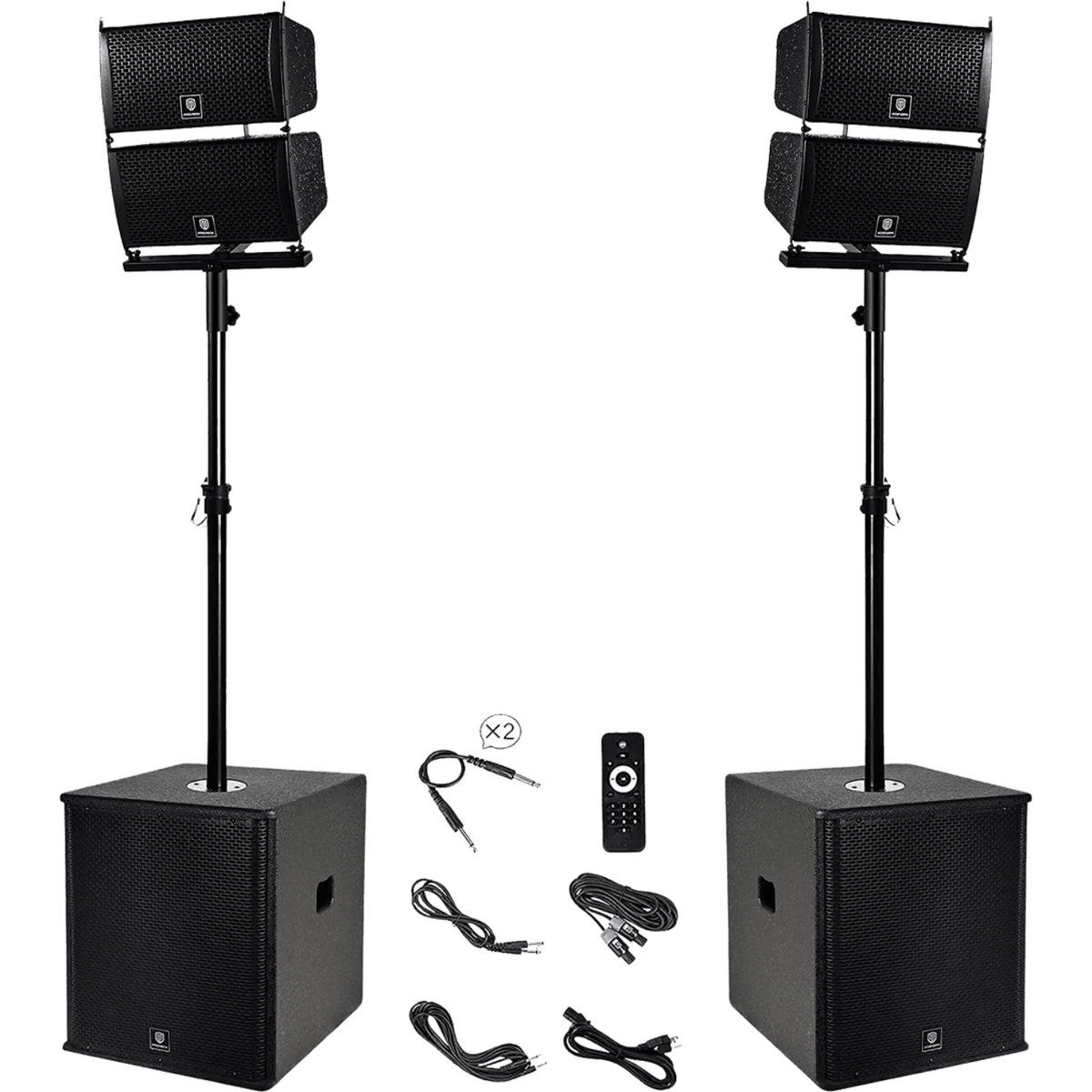 Proreck PA Speaker System 6000W Combo 4 Line Array Speakers and 15 Subwoofer with Bluetooth and Remote New - CLUB-6000