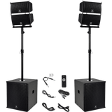 Proreck PA Speaker System 6000W Combo 4 Line Array Speakers and 15 Subwoofer with Bluetooth and Remote New - CLUB-6000