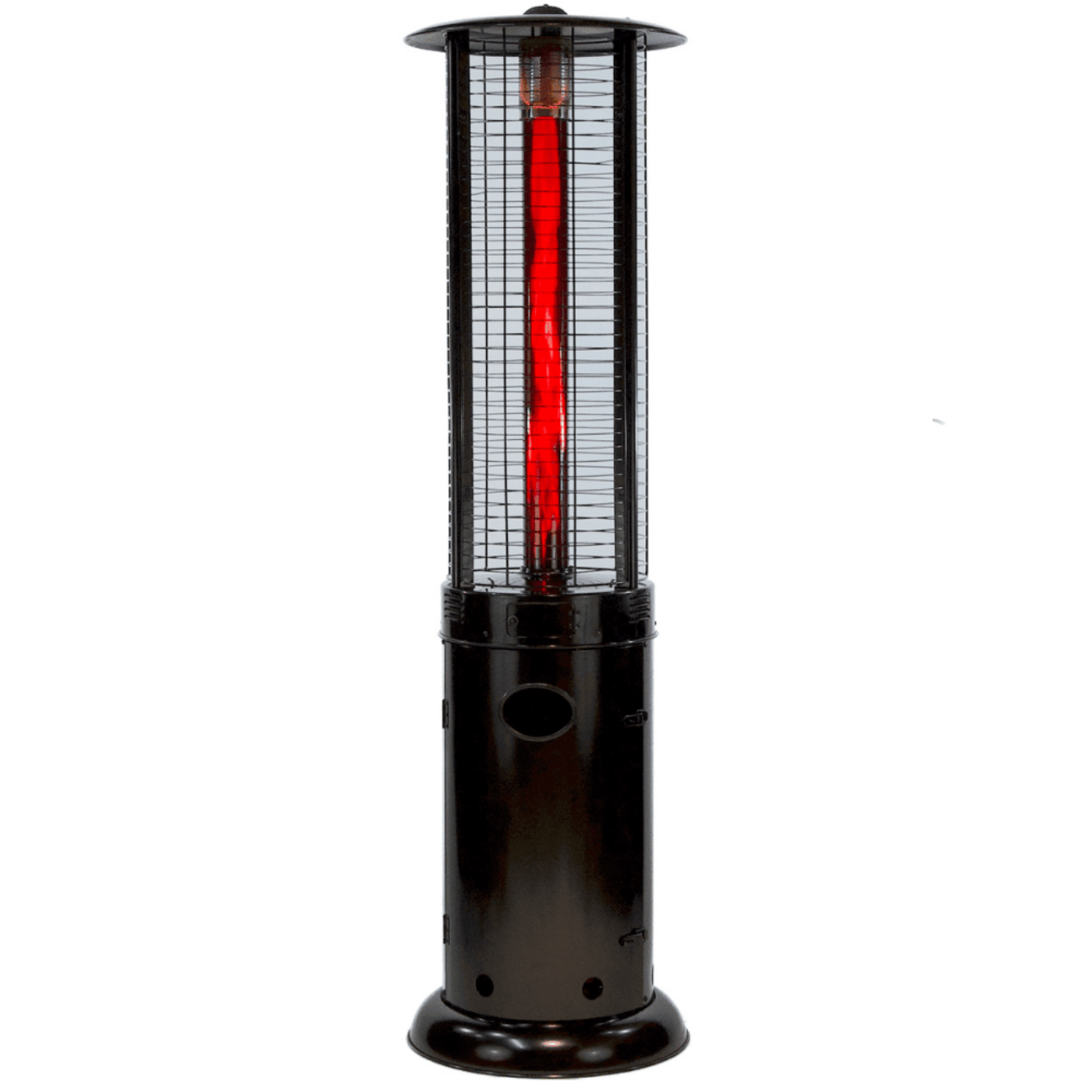 RADtec Ellipse Flame 78-Inch Tall Black Propane Patio Heater with Ruby Glass (80-ELL-FLM-HT)