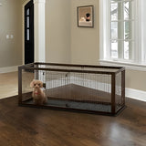 Richell Expandable Pet Crate Dogs Cats Play Pen Small Dark Brown - 94920