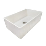 Ruvati 33 x 20 inch Fireclay Reversible Farmhouse Distressed Finish Apron-Front Kitchen Sink - Crackled White - RVL2300CR