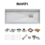 Ruvati 57-inch Workstation Two-Tiered Ledge Kitchen Sink Undermount 16 Gauge Stainless Steel - RVH8555