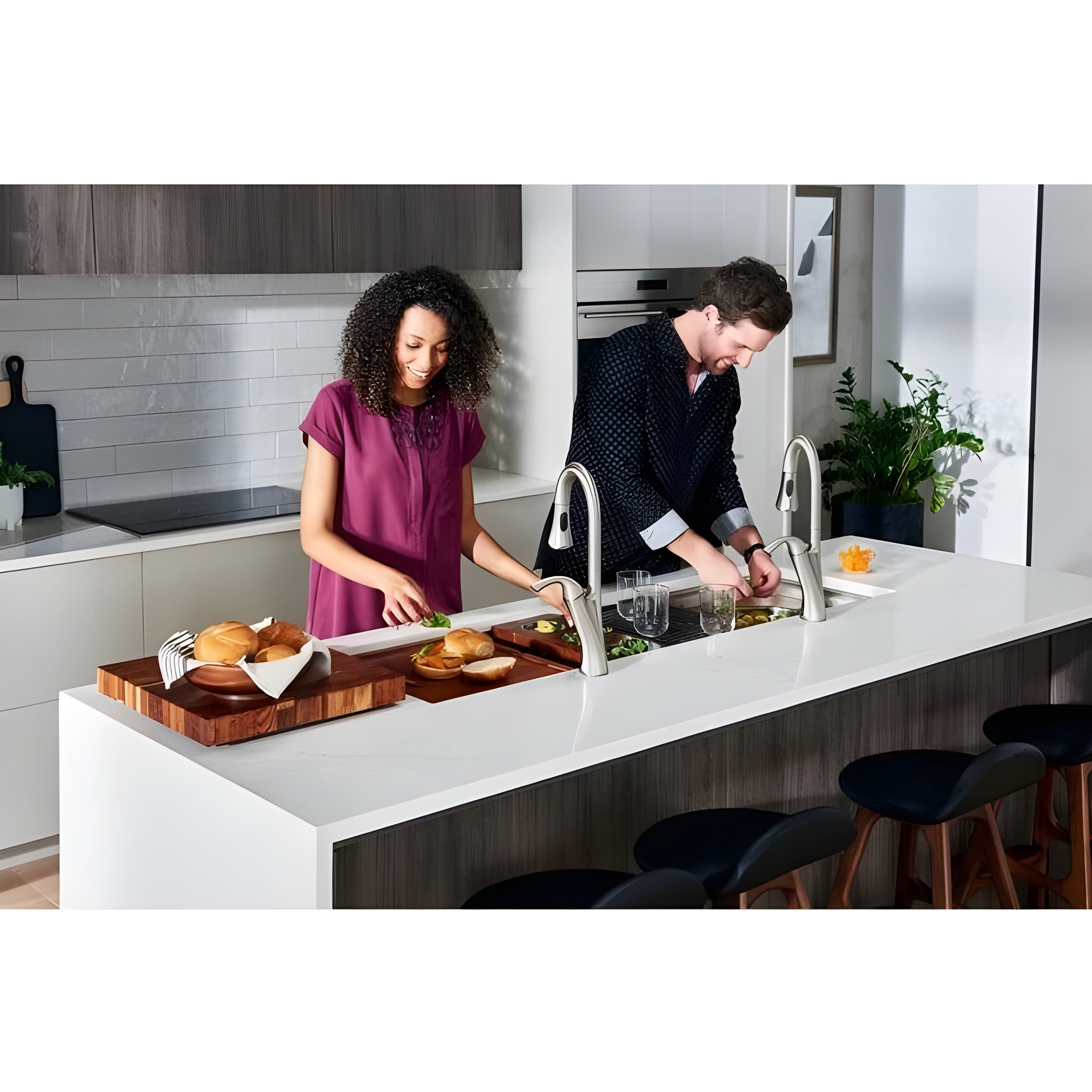 Ruvati Dual Tier 33-inch Workstation Two-Tiered Ledge Kitchen Sink Undermount 16 Gauge Stainless Steel - RVH8222