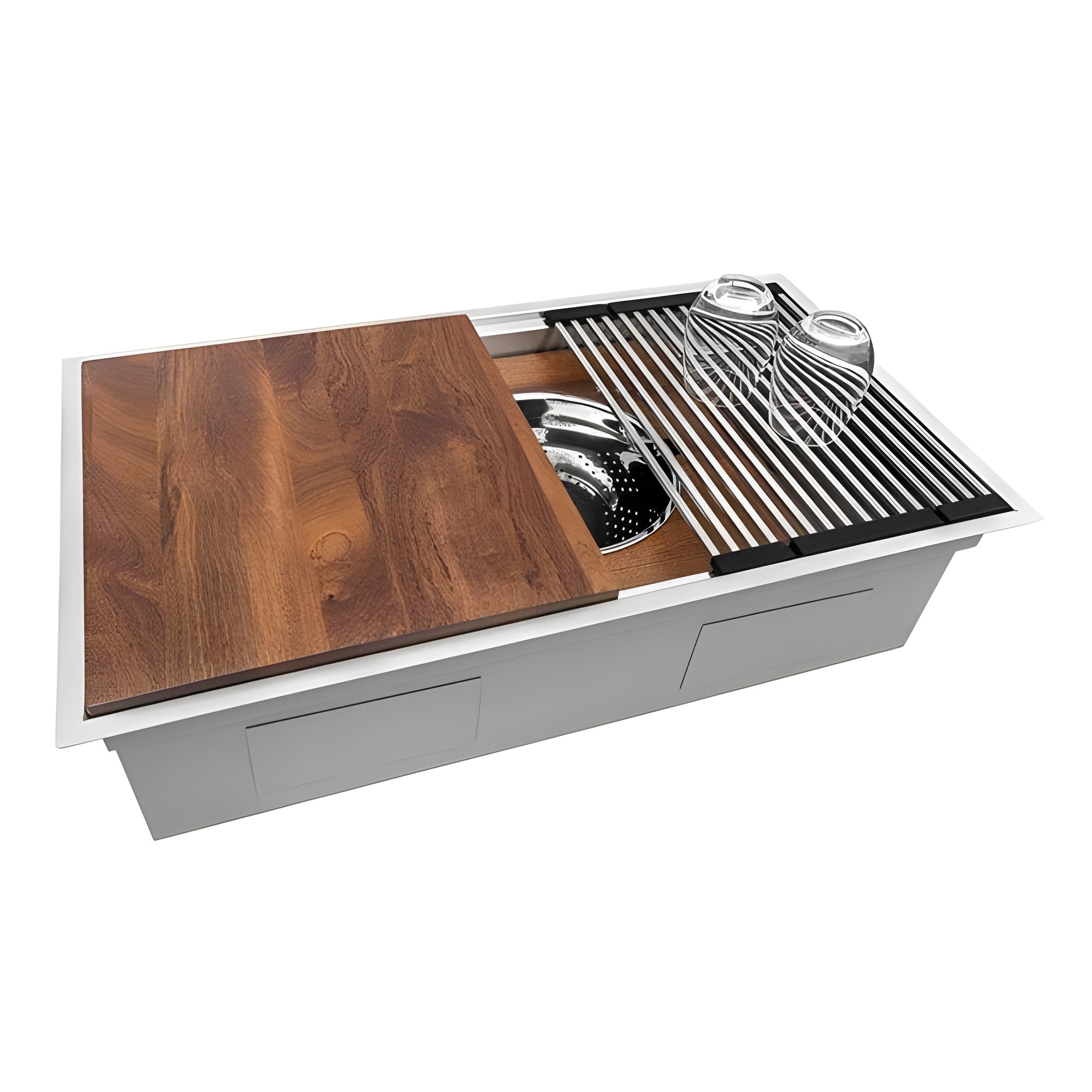 Ruvati Dual Tier 45-inch Workstation Two-Tiered Ledge Kitchen Sink Undermount 16 Gauge Stainless Steel - RVH8333