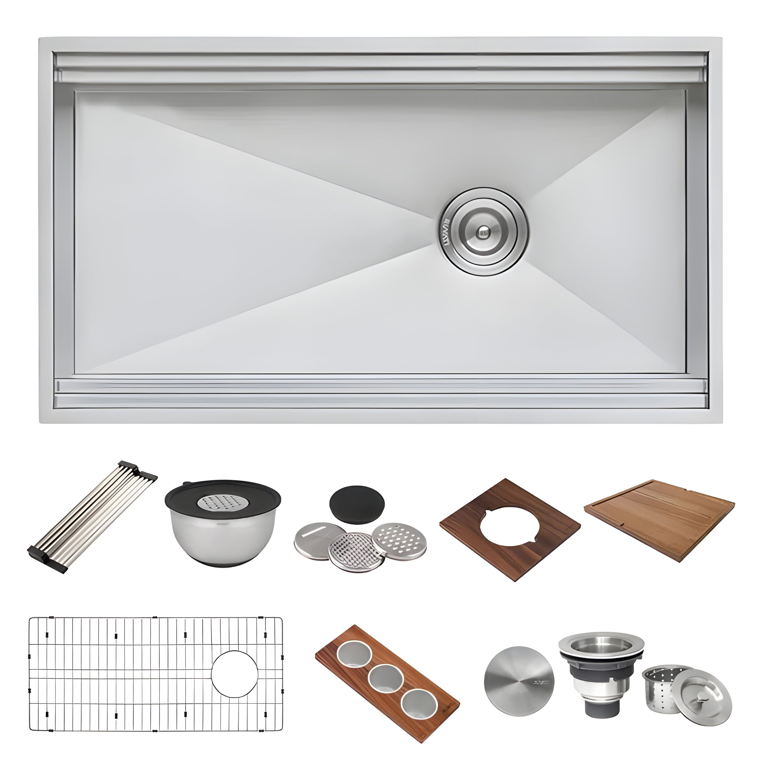 Ruvati Dual Tier 45-inch Workstation Two-Tiered Ledge Kitchen Sink Undermount 16 Gauge Stainless Steel - RVH8333