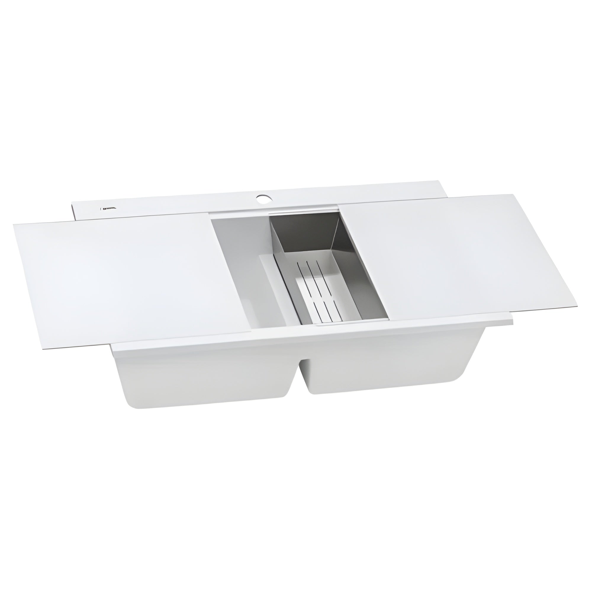 Ruvati epiGranite 34" epiGranite Topmount Workstation Ledge Granite Composite Kitchen Sink – Arctic White - RVG1350WH