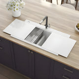 Ruvati epiGranite 34" epiGranite Topmount Workstation Ledge Granite Composite Kitchen Sink – Arctic White - RVG1350WH