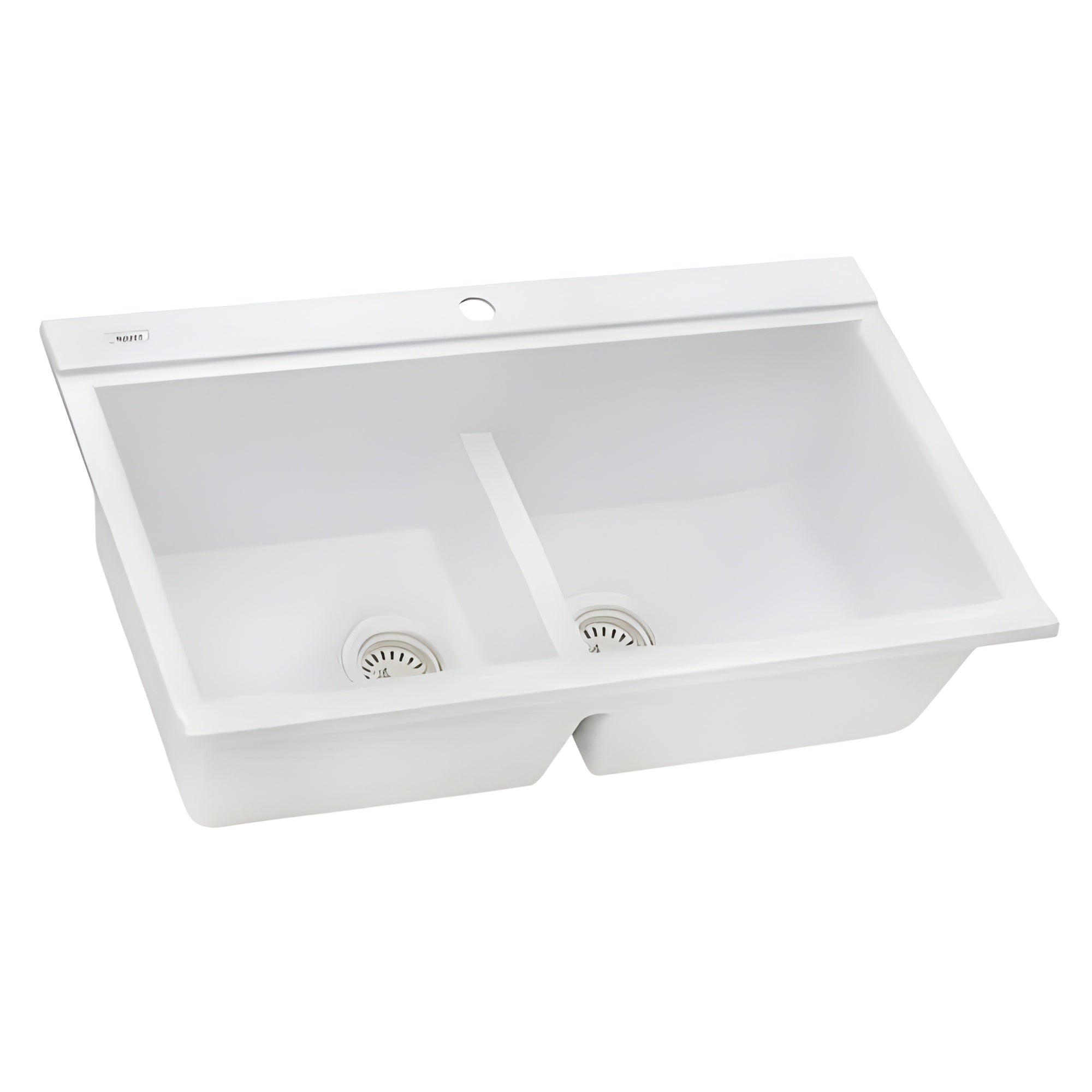 Ruvati epiGranite 34" epiGranite Topmount Workstation Ledge Granite Composite Kitchen Sink – Arctic White - RVG1350WH