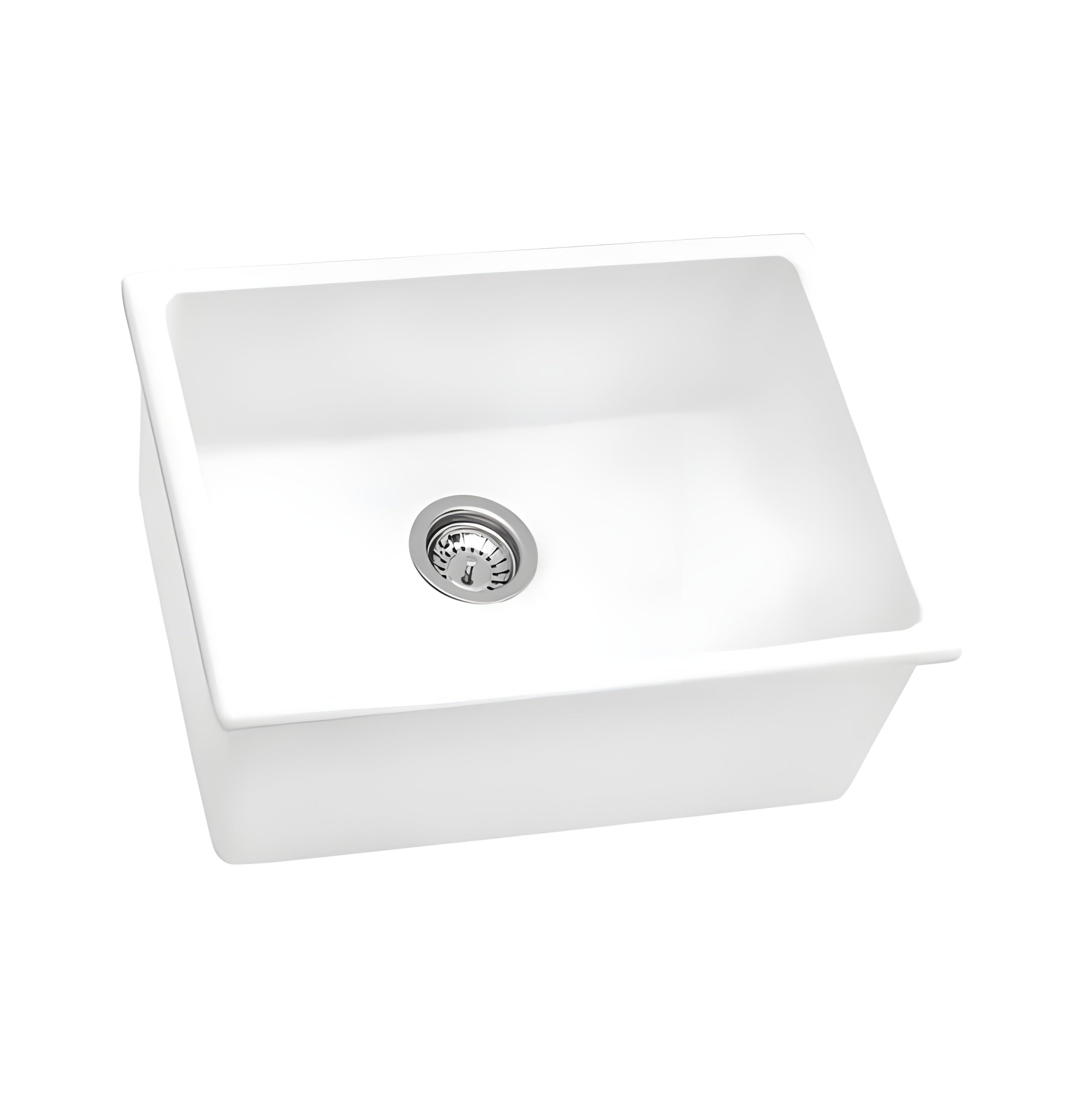 Ruvati Fiamma 24-inch Fireclay Undermount / Drop-in Topmount Kitchen Sink Single Bowl in White - RVL2420WH