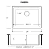Ruvati Fiamma 24-inch Fireclay Undermount / Drop-in Topmount Kitchen Sink Single Bowl in White - RVL2420WH