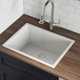 Ruvati Fiamma 24-inch Fireclay Undermount / Drop-in Topmount Kitchen Sink Single Bowl in White - RVL2420WH