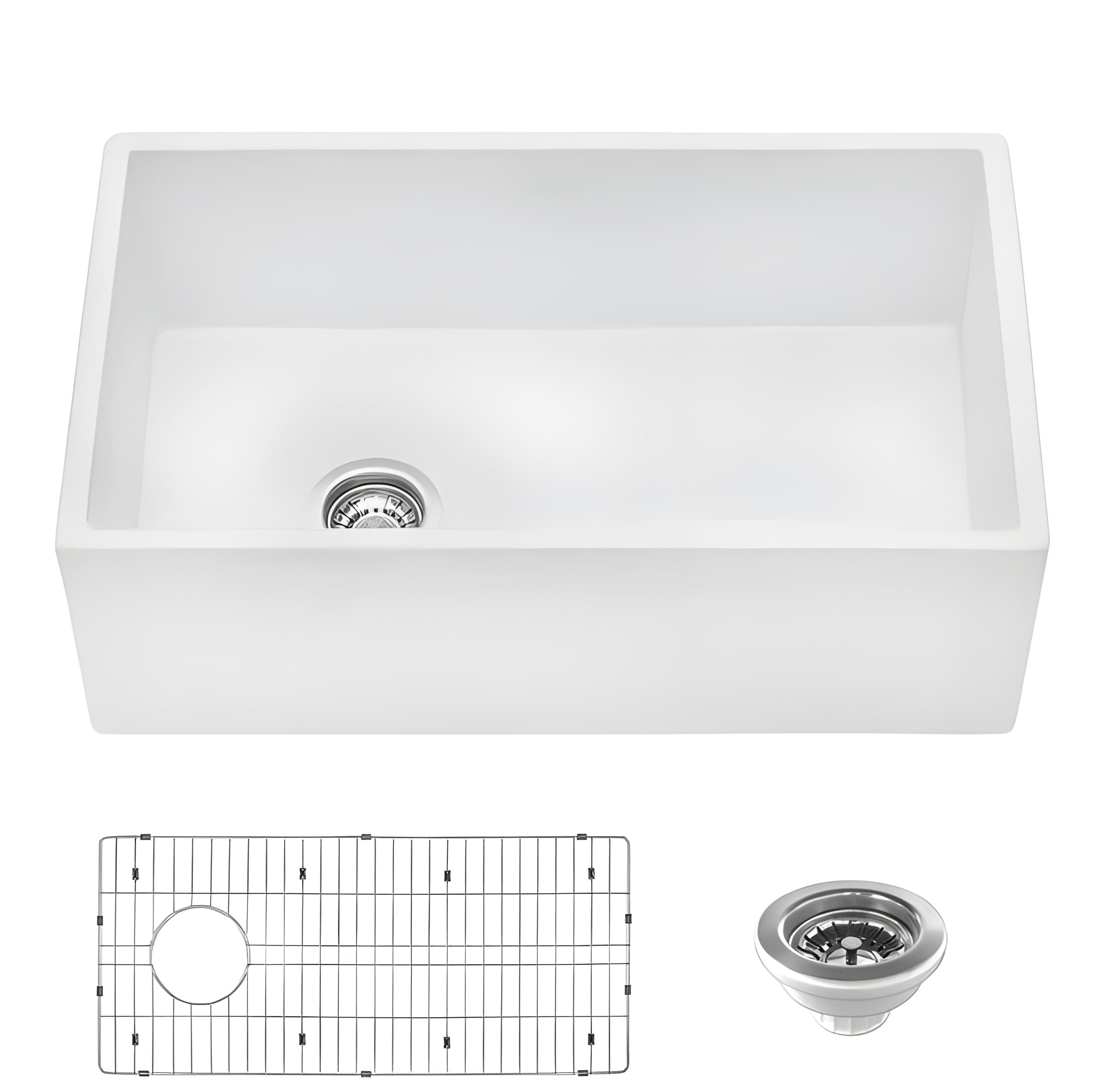 Ruvati Fiamma 30 x 20 inch Fireclay Reversible Farmhouse Apron-Front Kitchen Sink Single Bowl – White - RVL2100WH