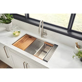 Ruvati Roma Pro 32-inch Workstation Ledge Tight Radius Undermount 16 Gauge Kitchen Sink Single Bowl RVH8301