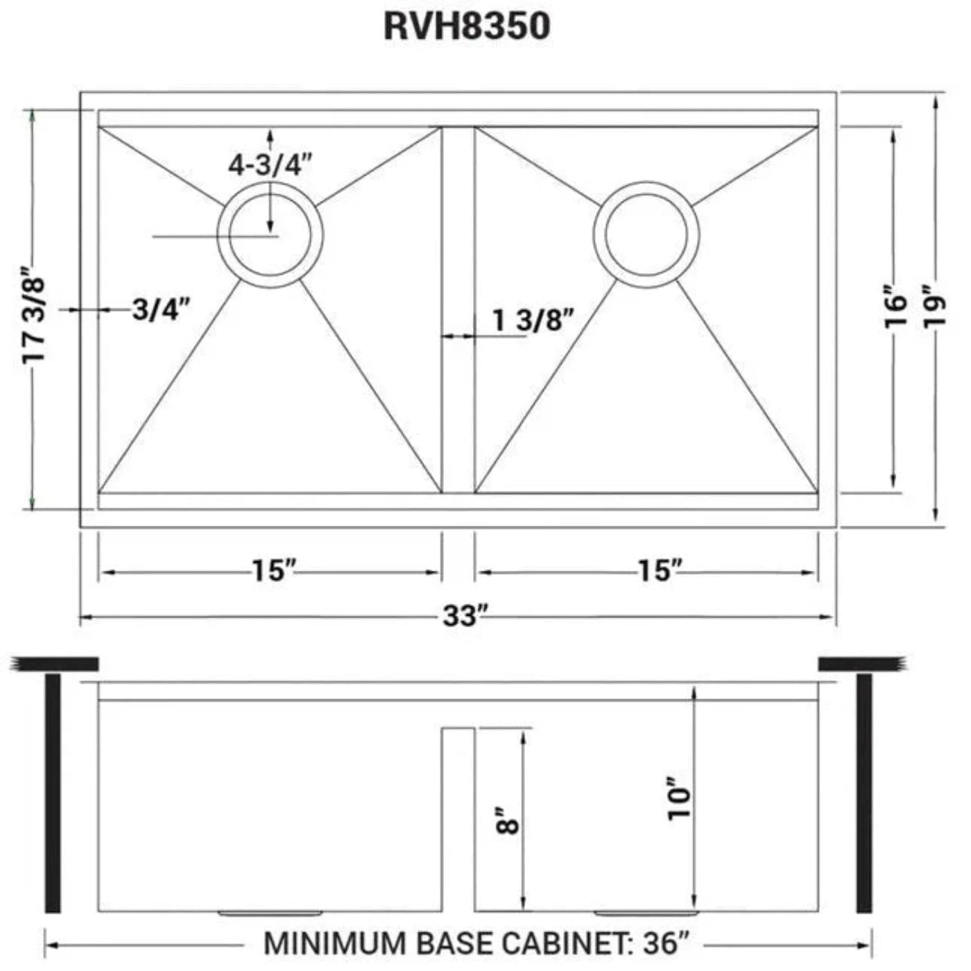 Ruvati Roma 33 Workstation Ledge 60/40 Double Bowl Undermount 16 Gauge Stainless Steel Kitchen Sink - RVH8356