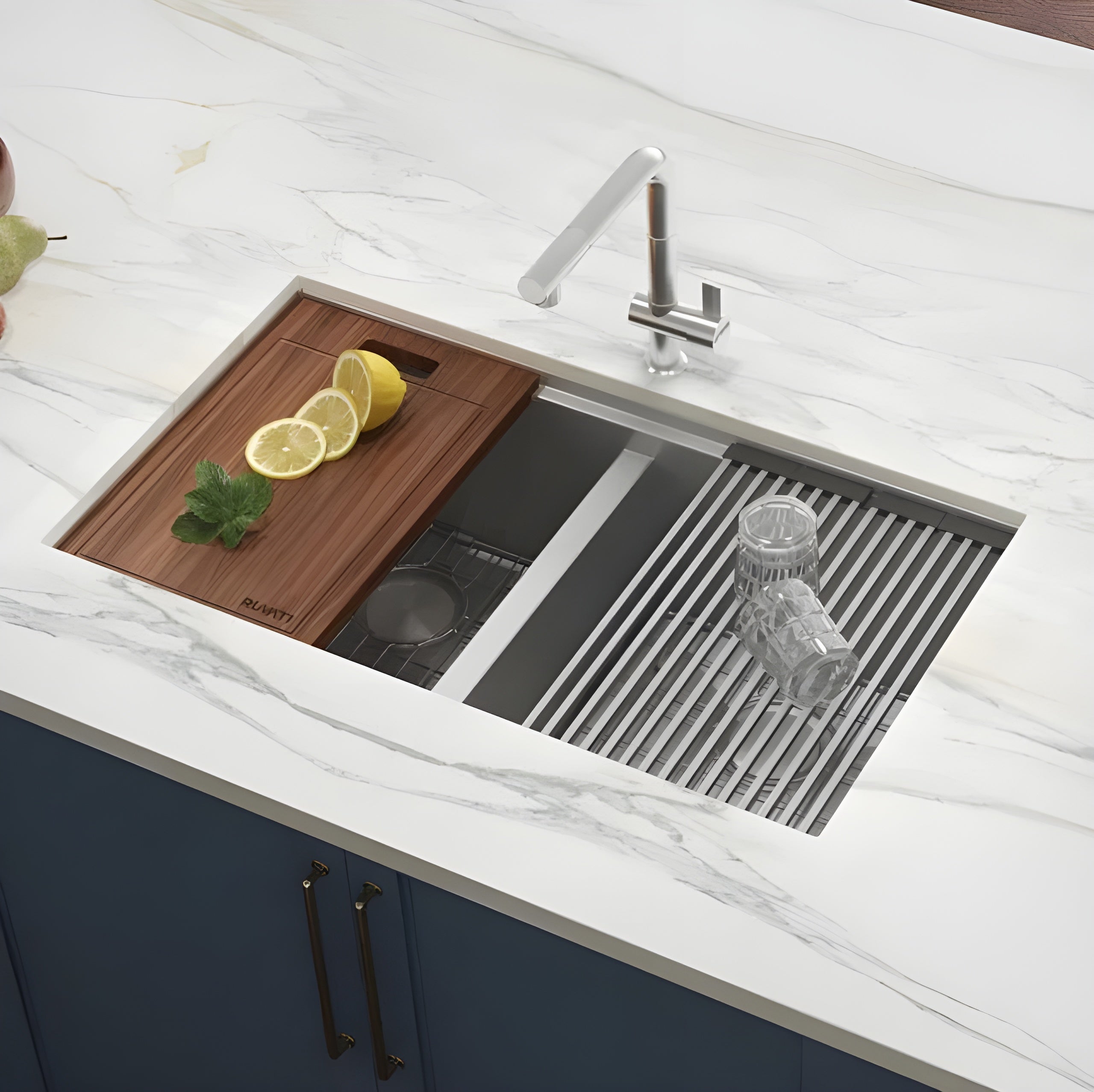 Ruvati Siena 33" x 22" inch Workstation Drop-in 60/40 Double Bowl Topmount Tight Radius 16 Gauge Stainless Steel Ledge Kitchen Sink - RVH8035