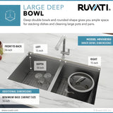 Ruvati Siena 33" x 22" inch Workstation Drop-in 60/40 Double Bowl Topmount Tight Radius 16 Gauge Stainless Steel Ledge Kitchen Sink - RVH8035