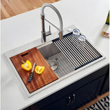 Ruvati Siena 33 x 22 inch Workstation Ledge Drop-in Tight Radius 16 Gauge Stainless Steel Kitchen Sink Single Bowl - RVH8003