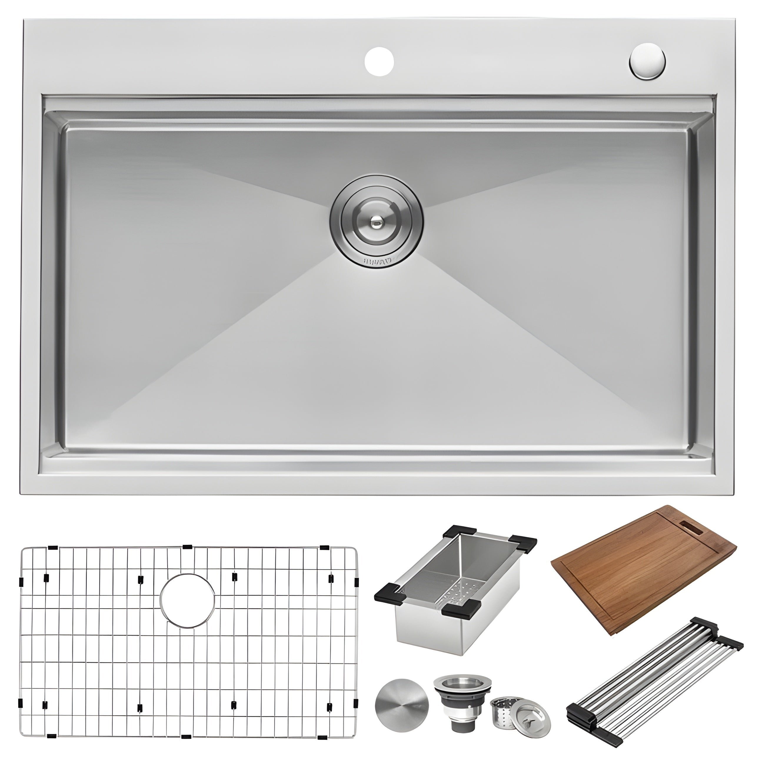 Ruvati Siena 33 x 22 inch Workstation Ledge Drop-in Tight Radius 16 Gauge Stainless Steel Kitchen Sink Single Bowl - RVH8003
