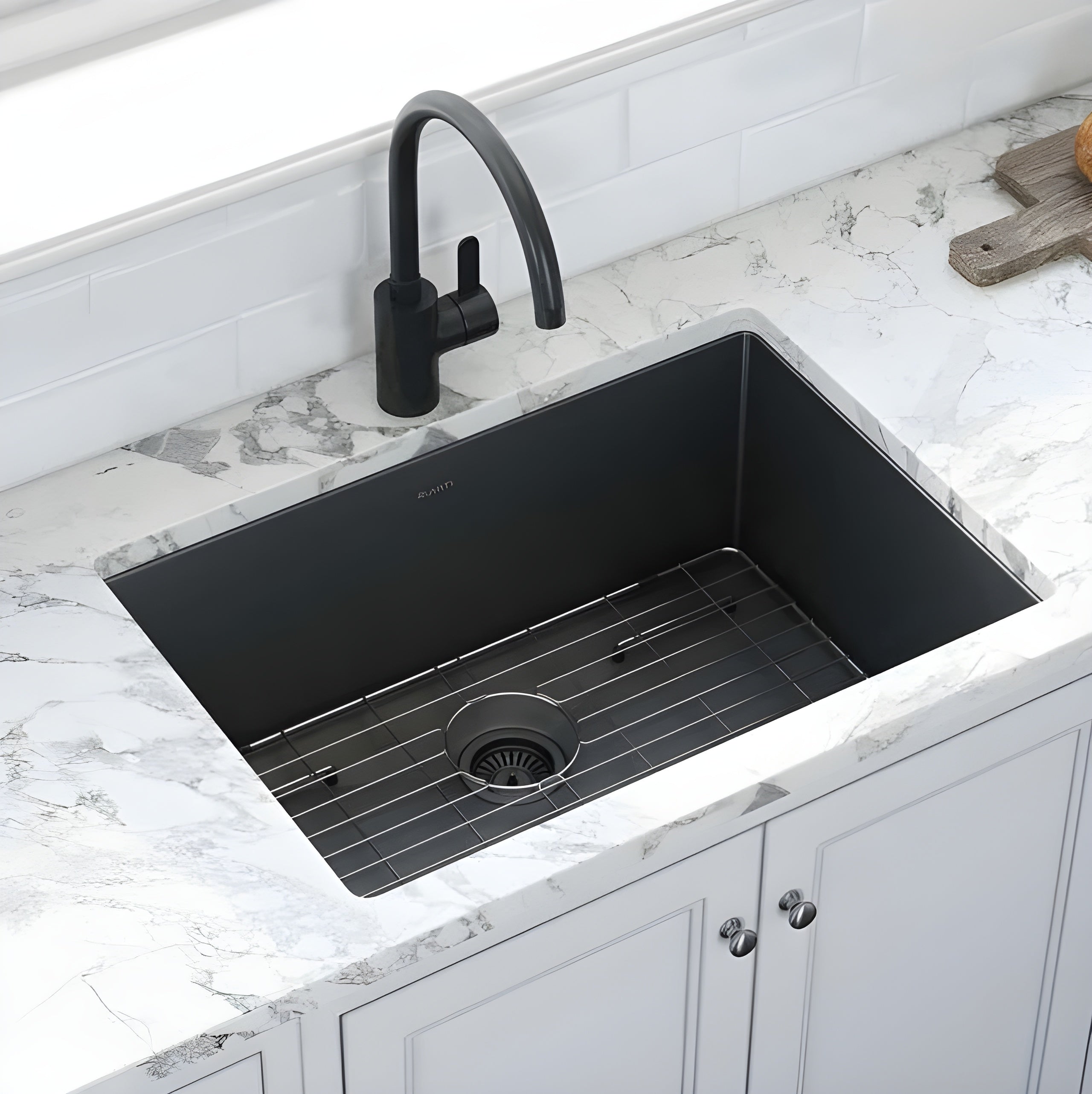 Ruvati Terraza 30-inch Undermount Gunmetal Black Stainless Steel Kitchen Sink 16 Gauge Single Bowl - RVH6300BL