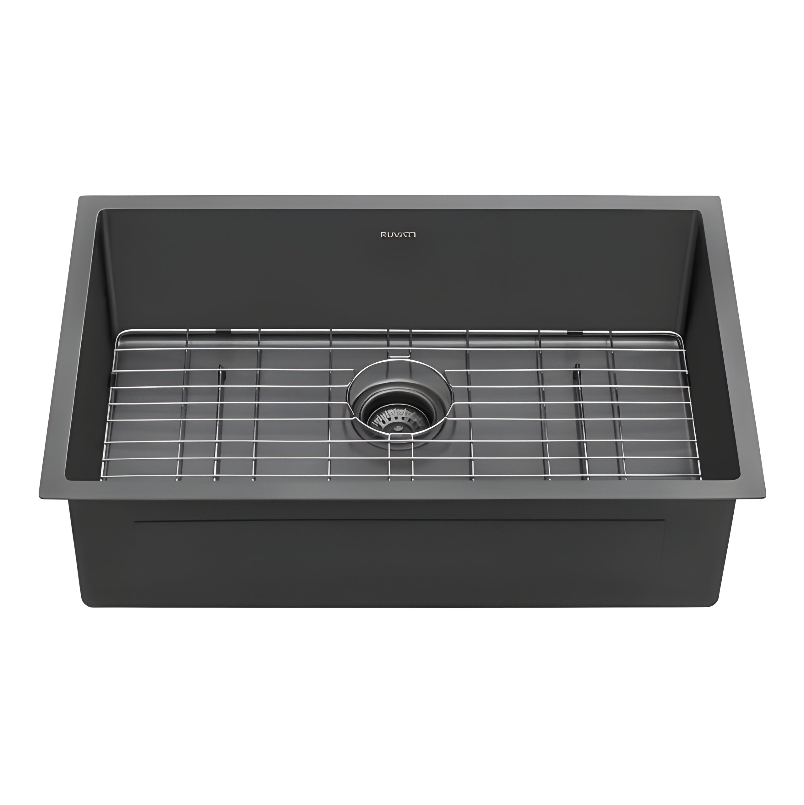 Ruvati Terraza 30-inch Undermount Gunmetal Black Stainless Steel Kitchen Sink 16 Gauge Single Bowl - RVH6300BL
