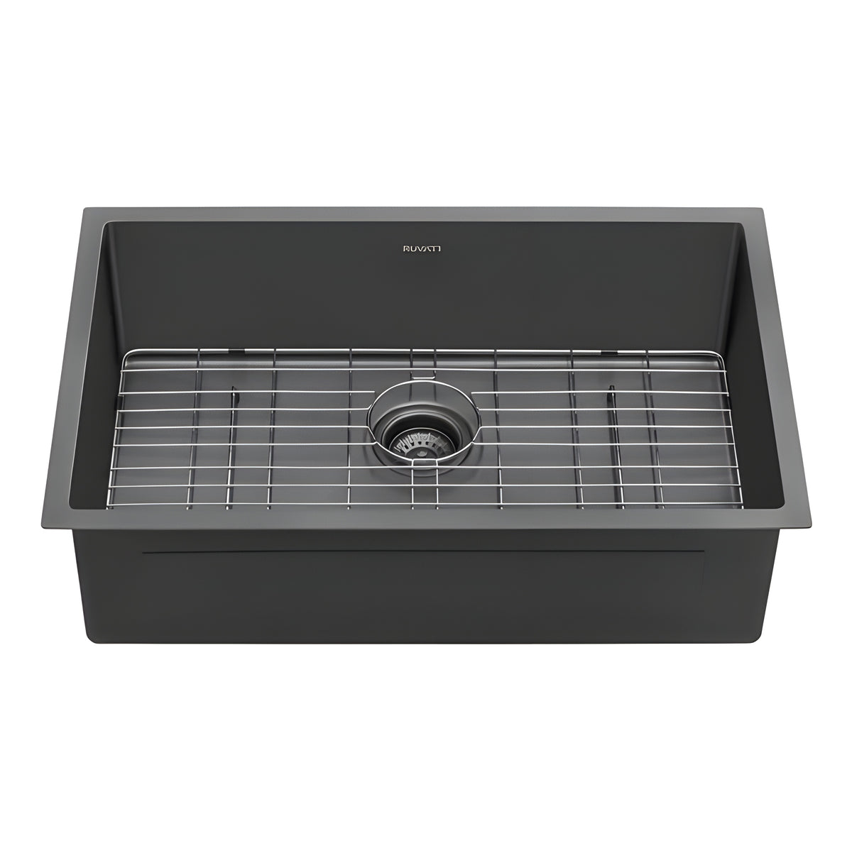 Ruvati Terraza 30-inch Undermount Gunmetal Black Stainless Steel Kitchen Sink 16 Gauge Single Bowl - RVH6300BL