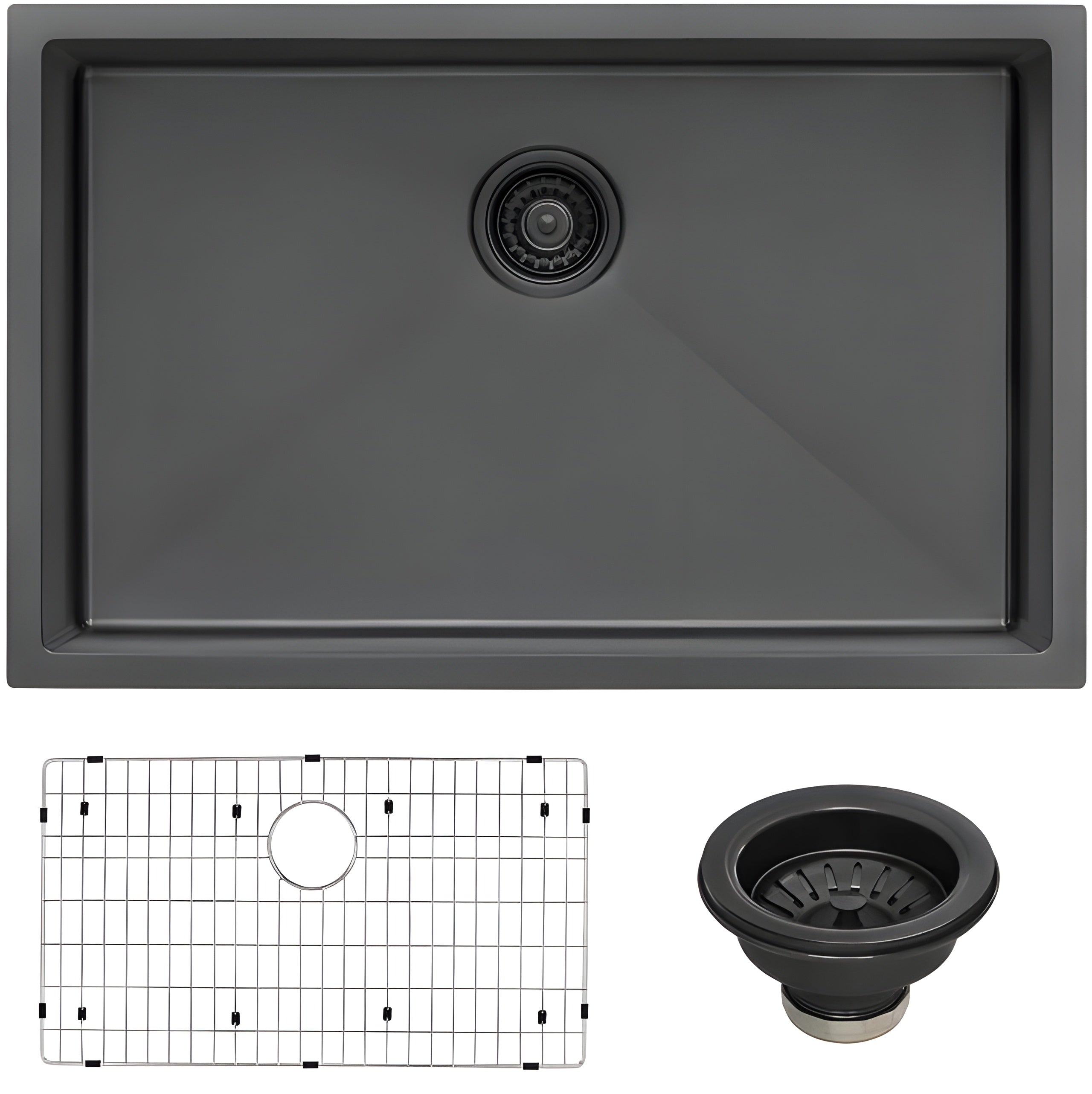 Ruvati Terraza 30-inch Undermount Gunmetal Black Stainless Steel Kitchen Sink 16 Gauge Single Bowl - RVH6300BL