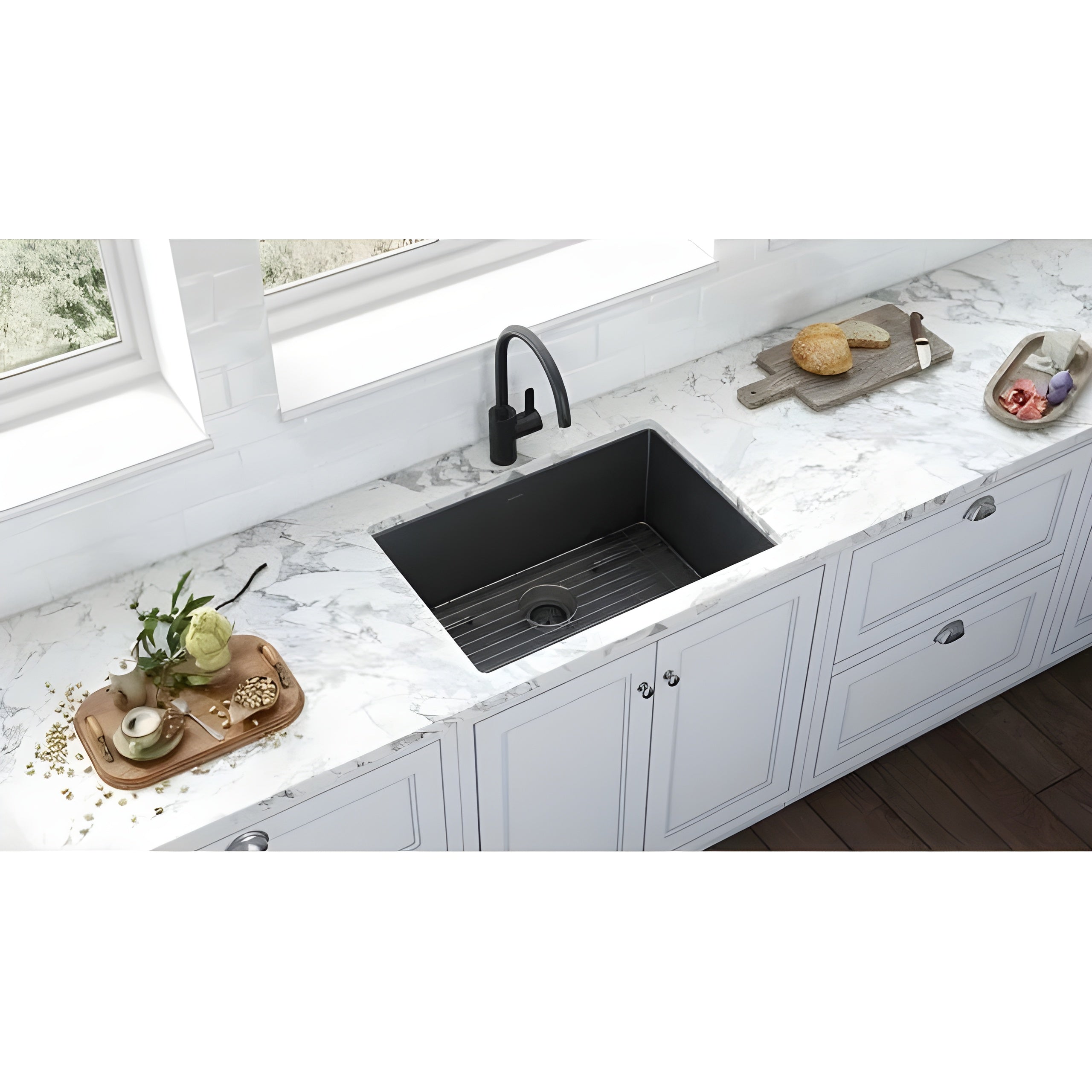 Ruvati Terraza 27-inch Undermount Gunmetal Black Stainless Steel Kitchen Sink 16 Gauge Single Bowl (RVH6127BL)
