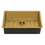 Ruvati Terraza 27-inch Undermount Satin Brass Matte Gold Stainless Steel Kitchen Sink 16 Gauge Single Bowl - RVH6127GG