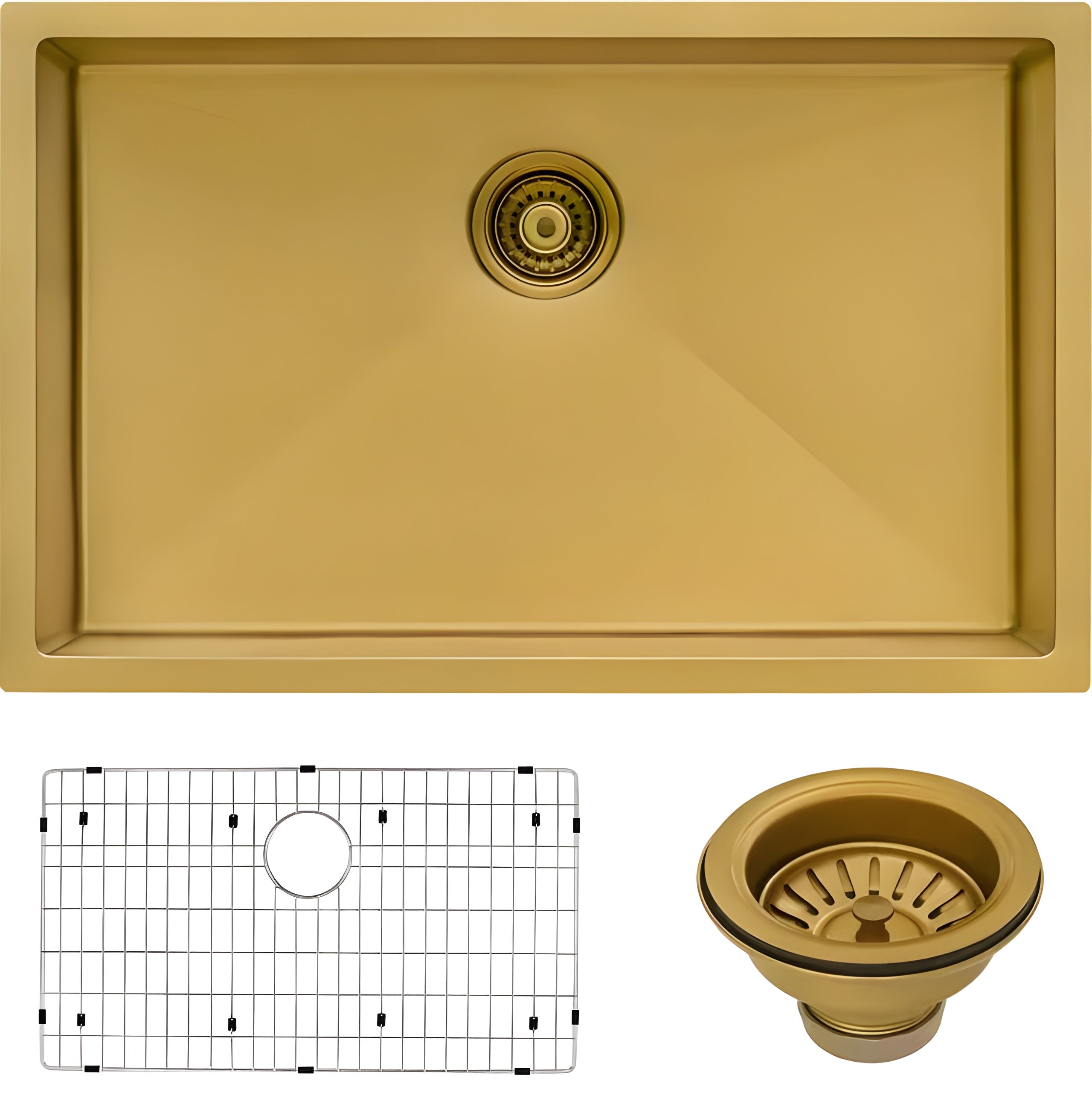Ruvati Terraza 27-inch Undermount Satin Brass Matte Gold Stainless Steel Kitchen Sink 16 Gauge Single Bowl - RVH6127GG