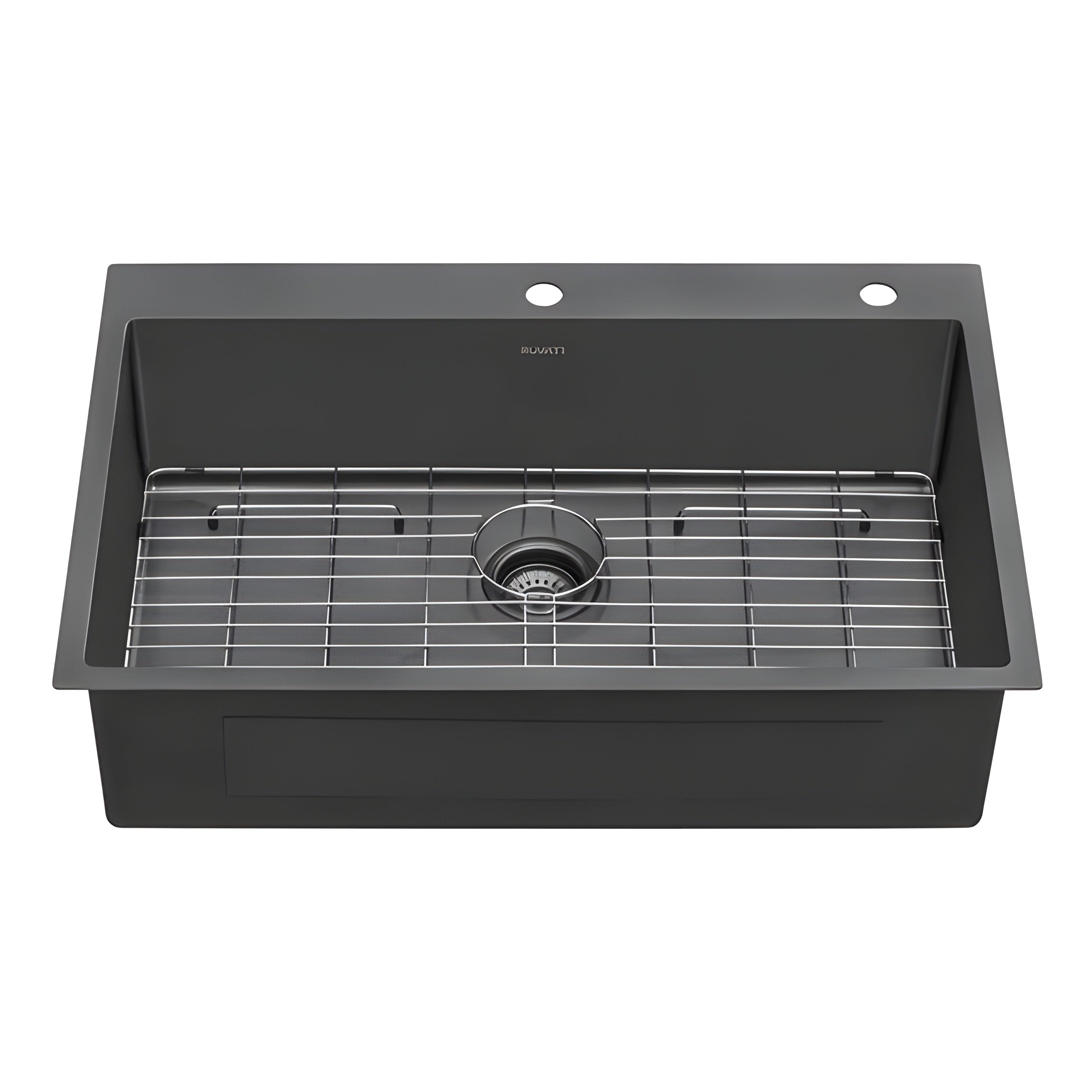 Ruvati Terraza 33 x 22 inch Gunmetal Black Stainless Steel Drop-in Topmount Kitchen Sink 16 Gauge Single Bowl - RVH5005BL