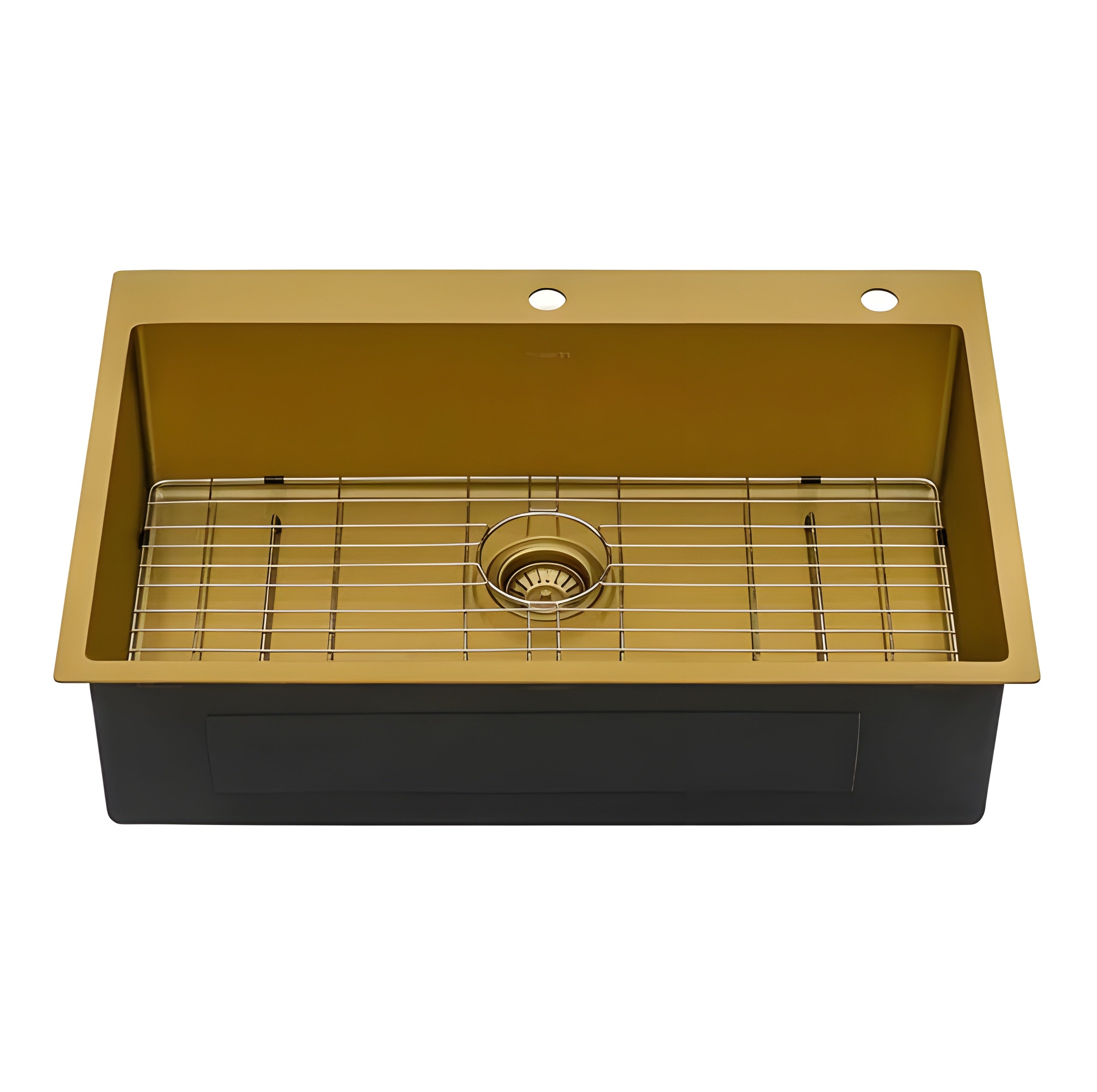 Ruvati Terraza 33 x 22 inch Satin Brass Matte Gold Stainless Steel Drop-in Topmount Kitchen Sink Single Bowl - RVH5005GG
