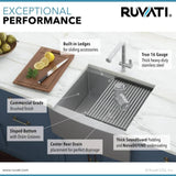 Ruvati Verona 24 Apron-Front Workstation Farmhouse Kitchen Sink 16 Gauge Stainless Steel Single Bowl - RVH9020