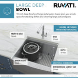 Ruvati Verona 24 Apron-Front Workstation Farmhouse Kitchen Sink 16 Gauge Stainless Steel Single Bowl - RVH9020