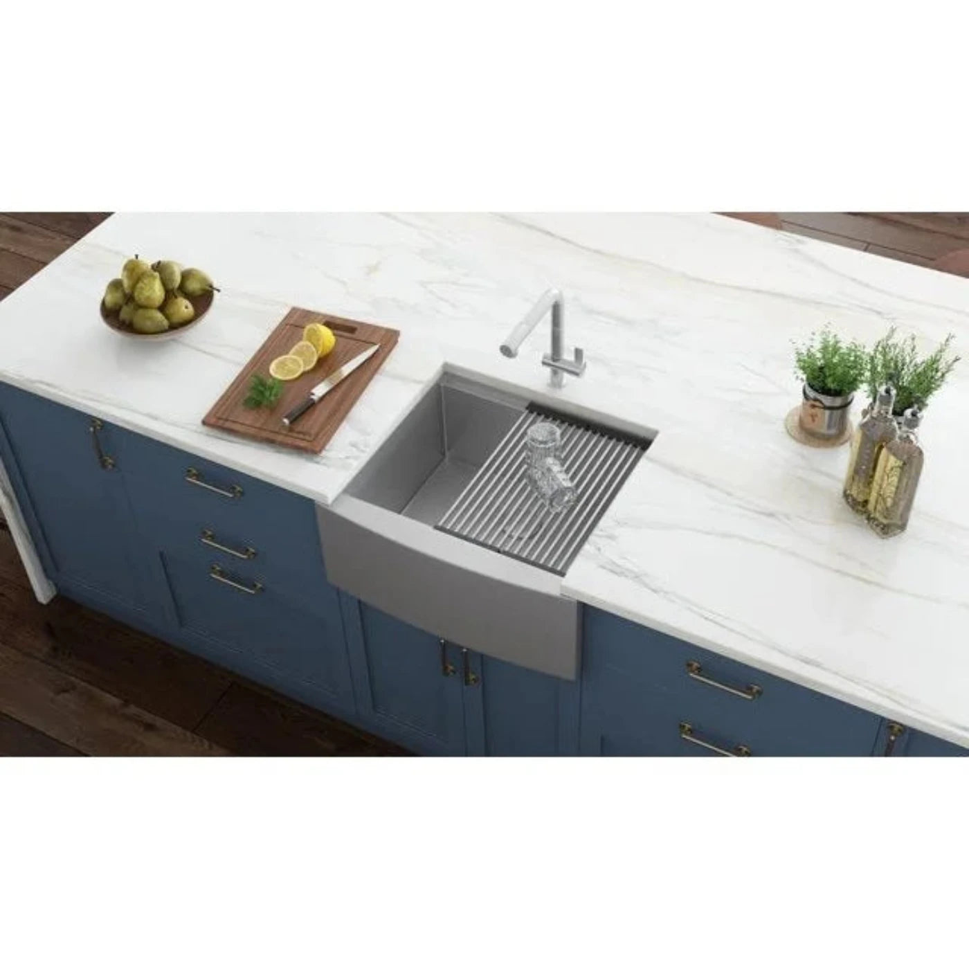 Ruvati Verona 24 Apron-Front Workstation Farmhouse Kitchen Sink 16 Gauge Stainless Steel Single Bowl - RVH9020