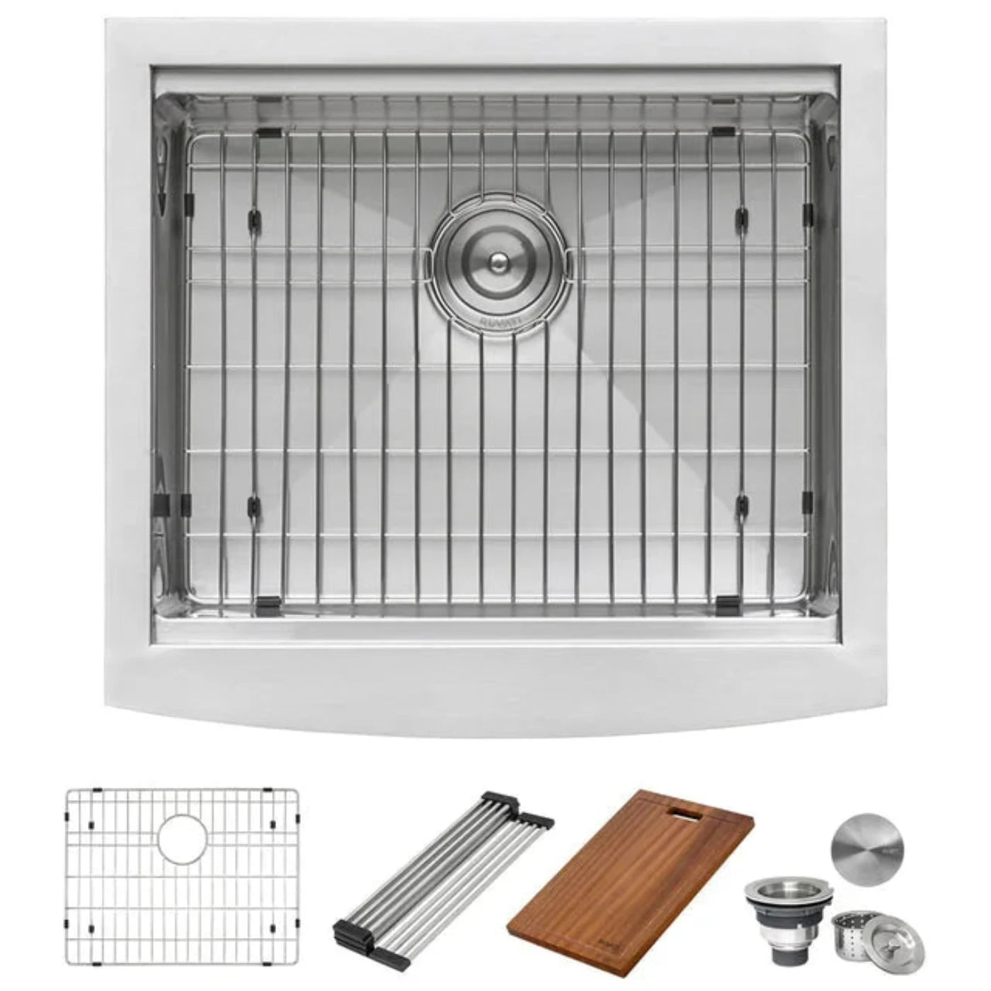 Ruvati Verona 24 Apron-Front Workstation Farmhouse Kitchen Sink 16 Gauge Stainless Steel Single Bowl - RVH9020