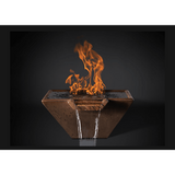 Slick Rock Concrete 34” Cascade Square Fire on Glass + Copper Spillway with Electronic Ignition - KCC34SPSCCEING