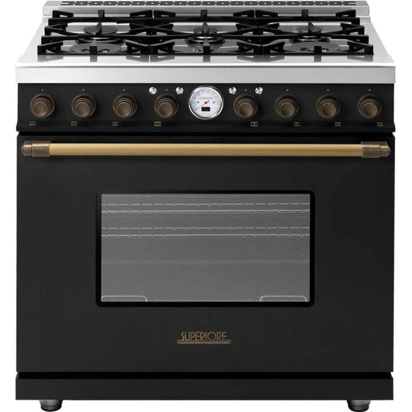 Superiore Deco 36-Inch Dual Fuel Freestanding Range in Cream Matte with Bronze Trim - RD361SCC_B_